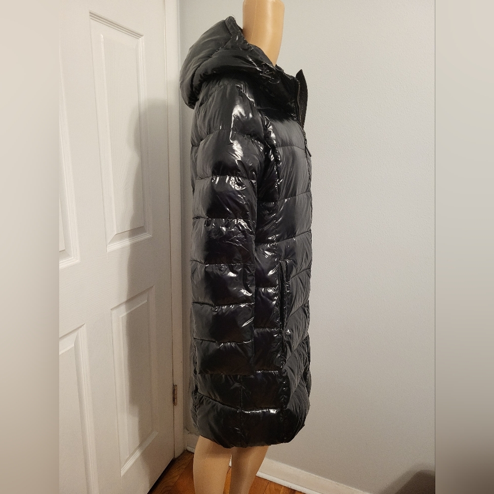 Michael Kors Shiny Black Puffer Coat - Picture 4 of 5